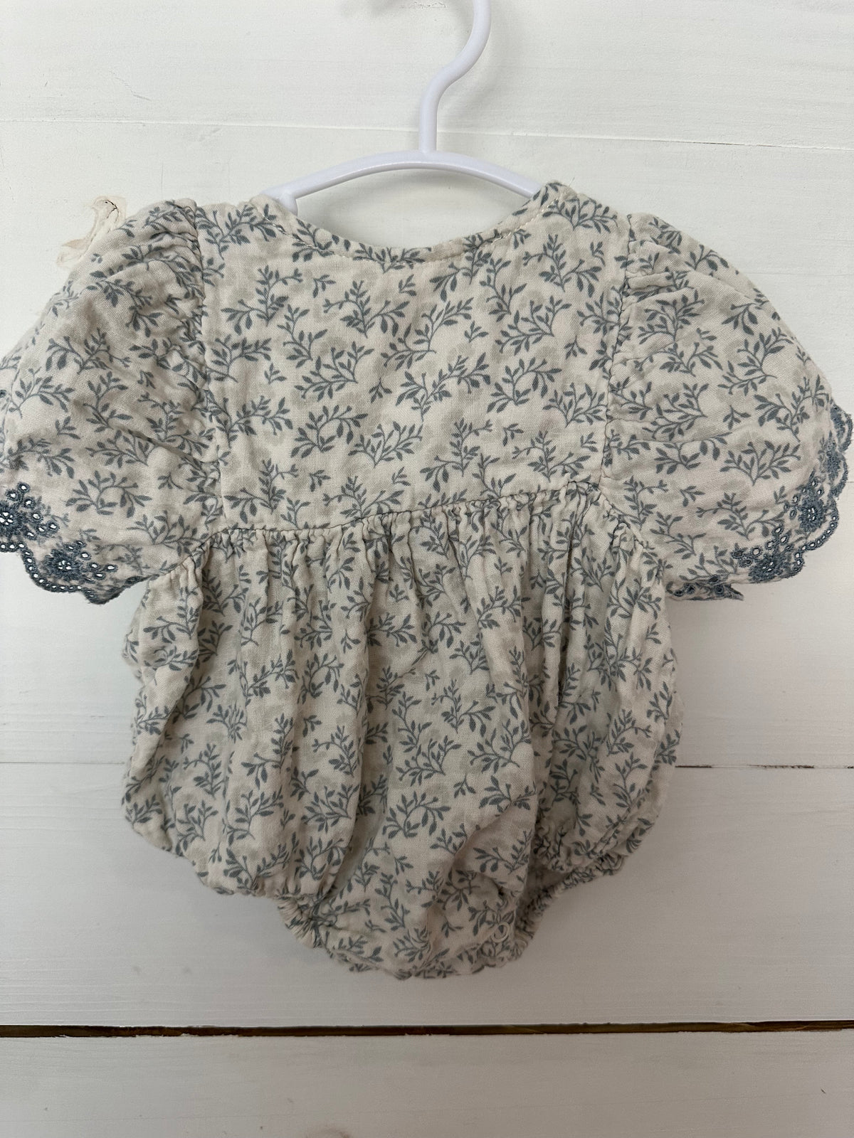 3-6M - Rylee + Cru Dusty Blue Floral Bubble