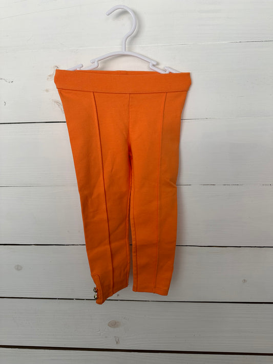 2T - Janie and Jack Orange Leggings with Gold Buttons