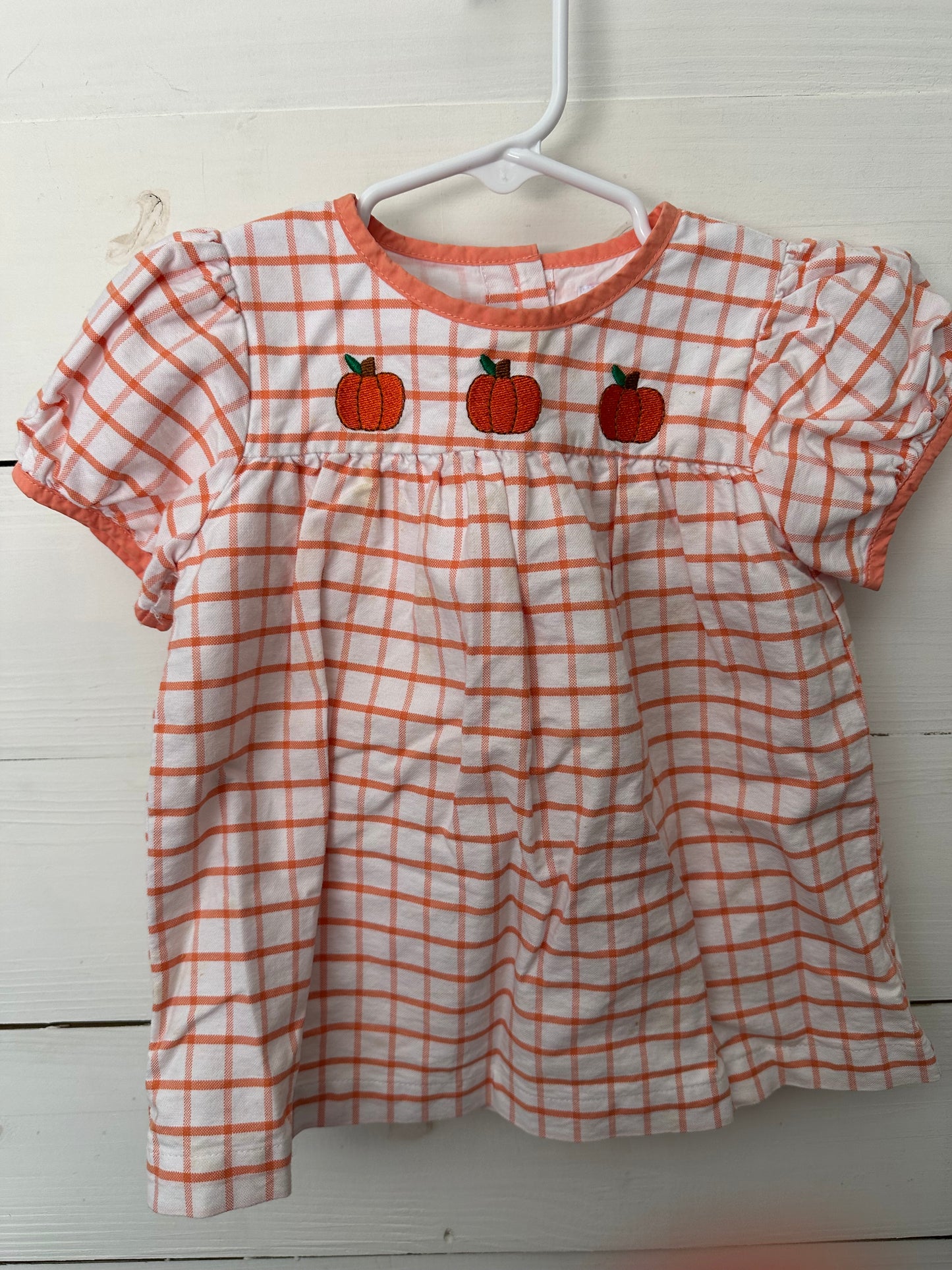 2T- PP Co. Orange Window Payne Plaid with Embroidered Pumpkin 2 Piece Set