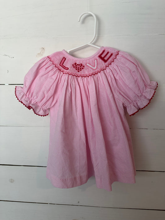 24M - Southern Sunshine Kids - Valentines Day LOVE smocked 2 Piece Outfit - Bishop top with Matching Pants