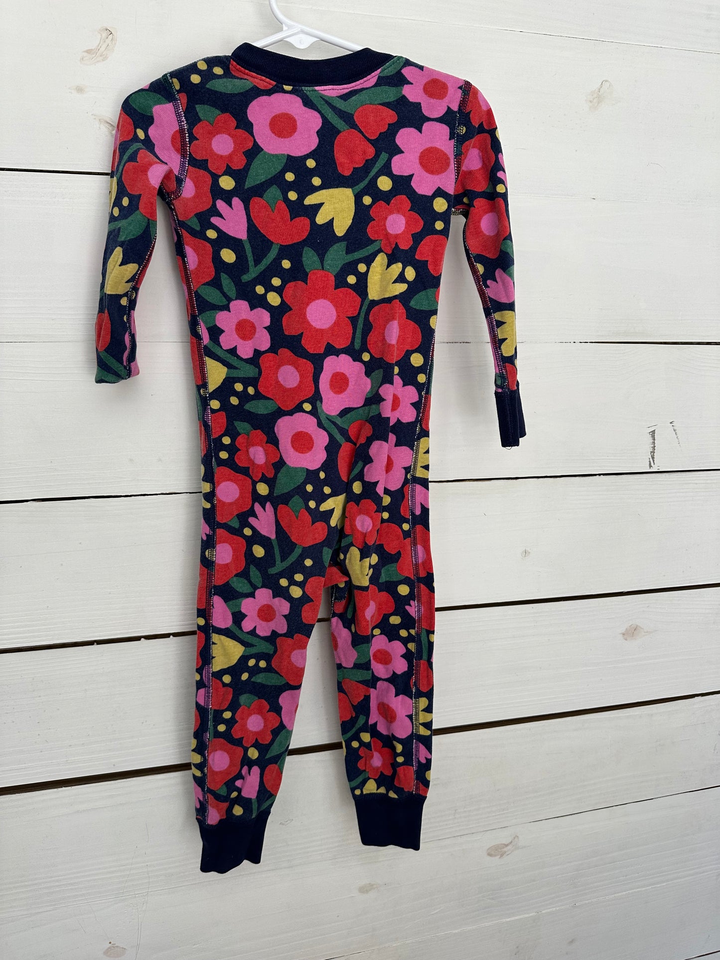 3T - Hanna Anderson - Navy and Floral Jammies
