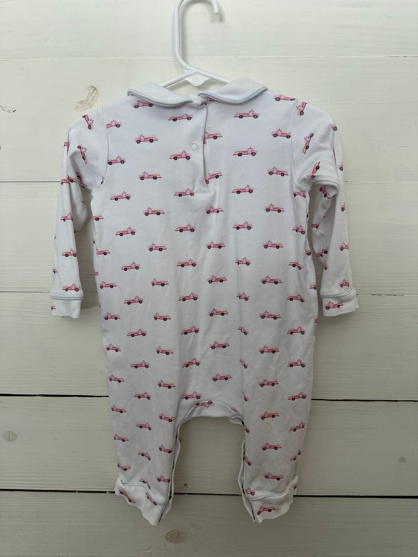 Pippa Firetruck Romper with Peter Pant Collar