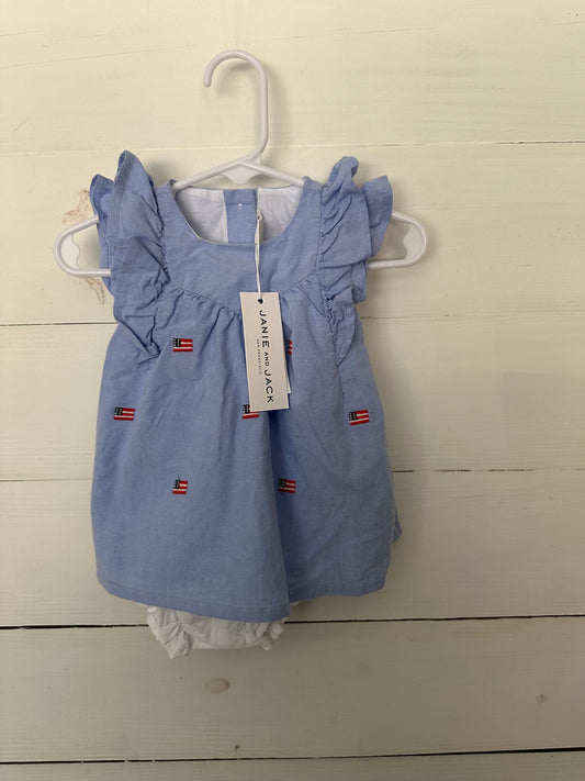 Janie & Jack American Flag Dress with Bloomers