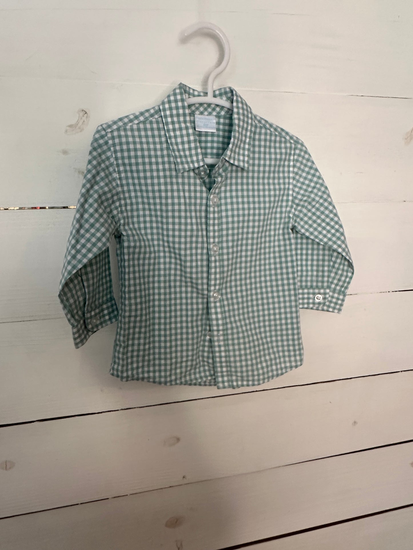 12m - Edgehill Collection Green Gingham Button Up