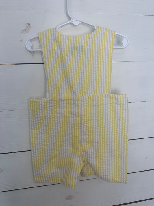 18M - Flynn|Kelsey Yellow Seersucker Jon Jons with Smocked Bunnies