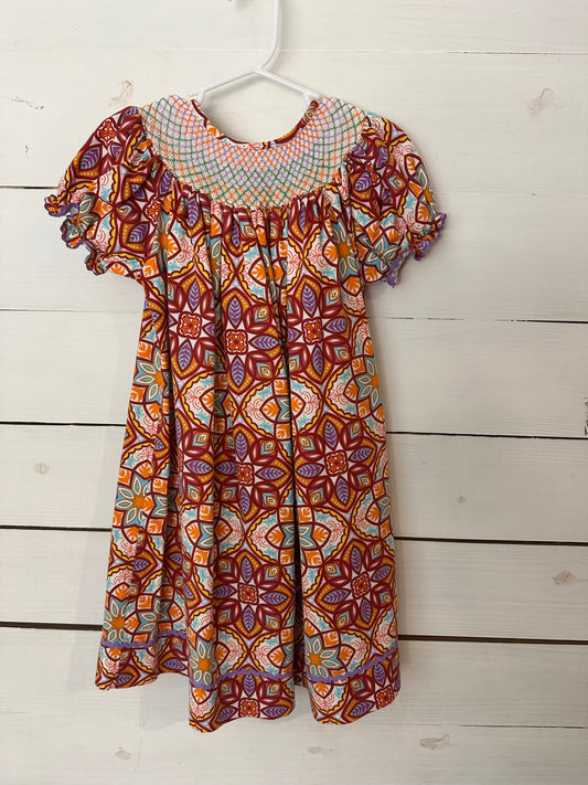 4T- Orange Smocked Bishop Dress - Krewe