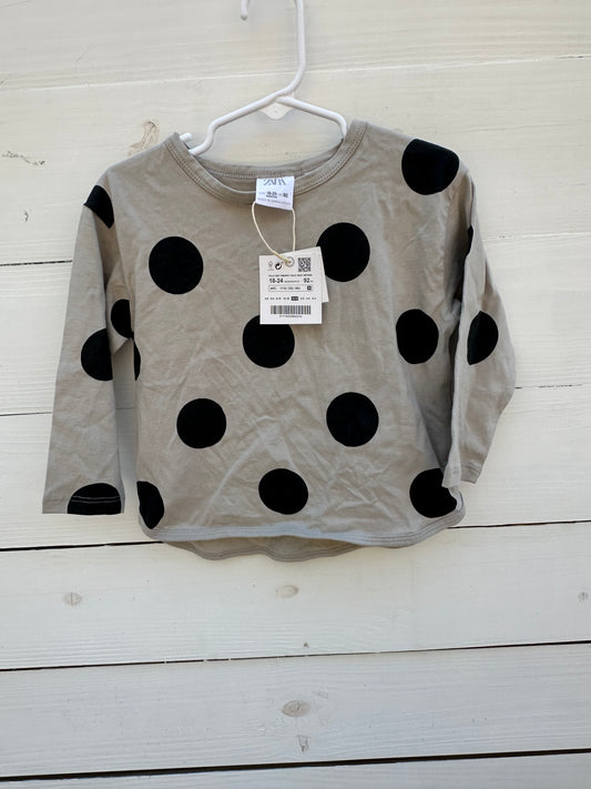 18/24M - Grey and Black Polka Dot Shirt - Zara
