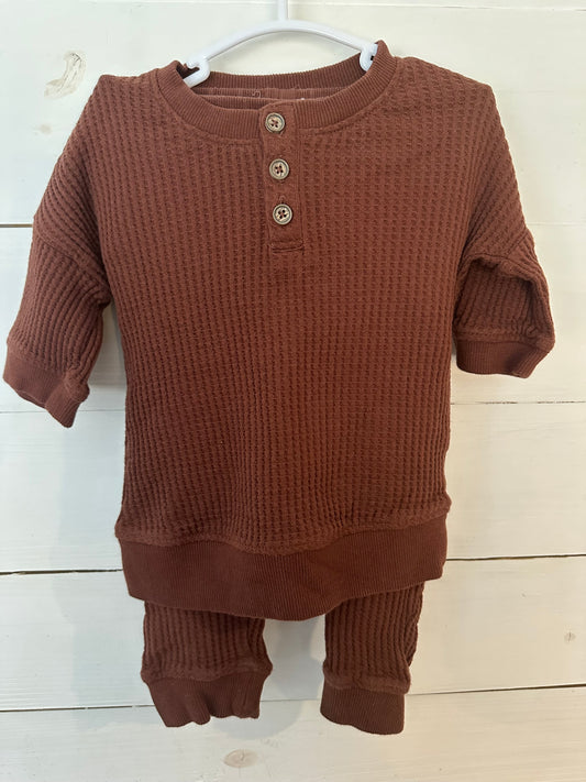 3T - Amie Kay Brown Waffle Sweat Pant and Longsleeve Set