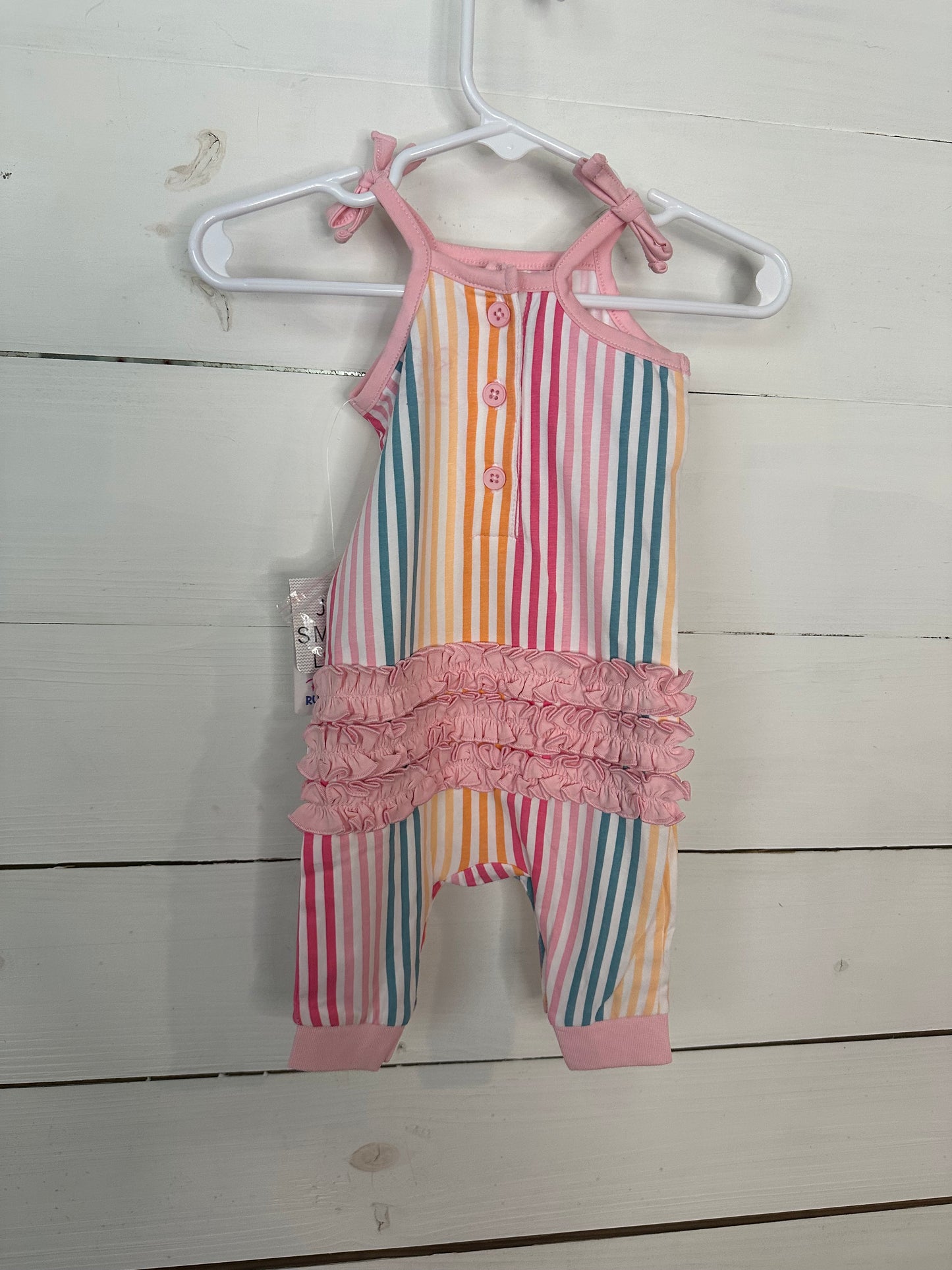 0-3M - Ruffle Butts Striped Romper NWT