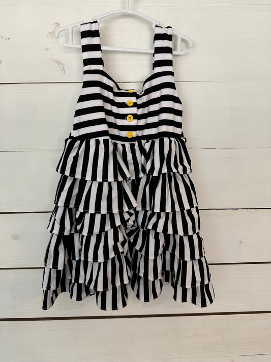 4T - Rare Editions -UCF Game Day Dress! Black and White Tiered Dress with Yellow Buttons