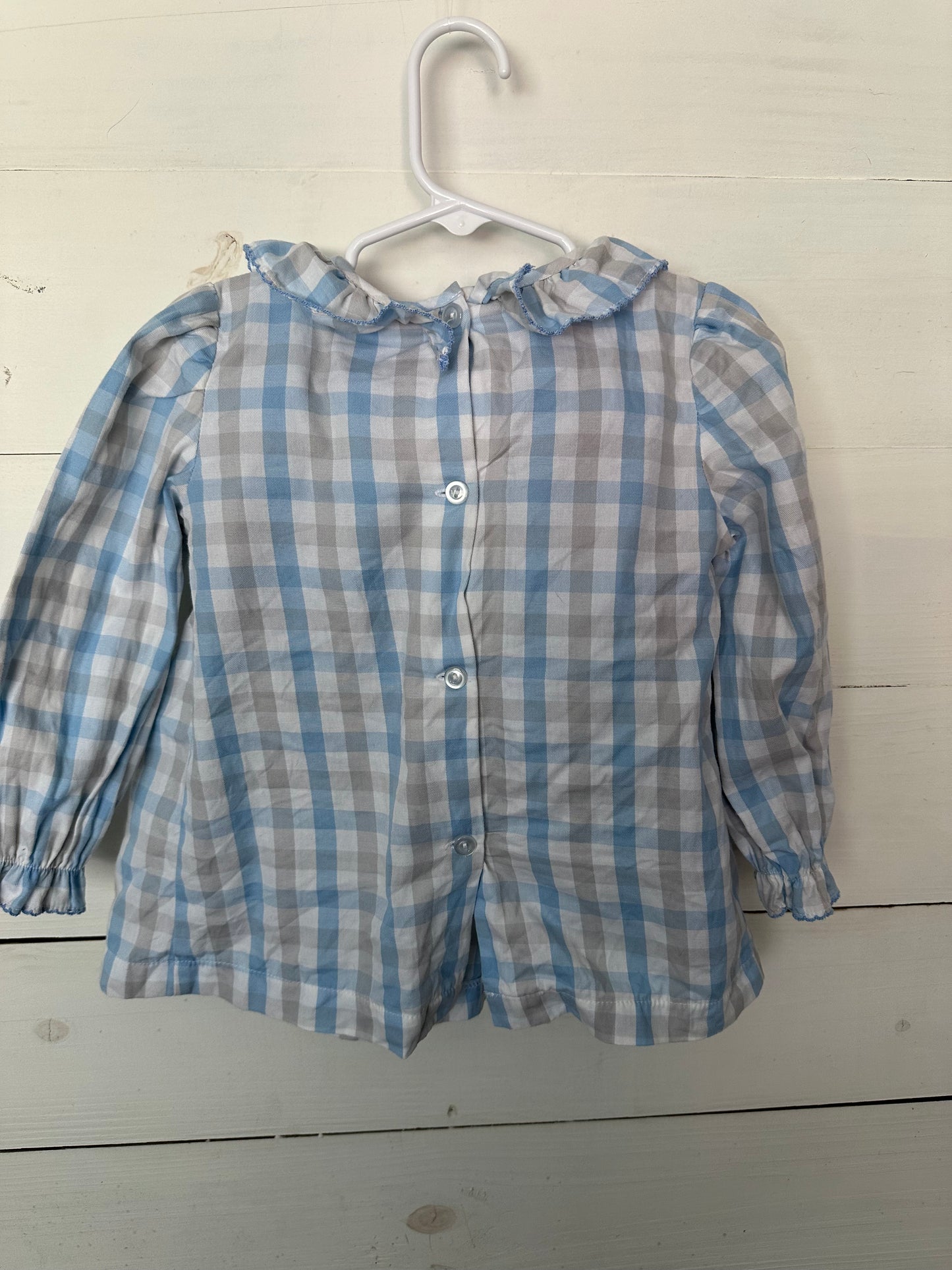 Shrimp and Grits Long sleeve shirt and bloomers blue and grey gingham