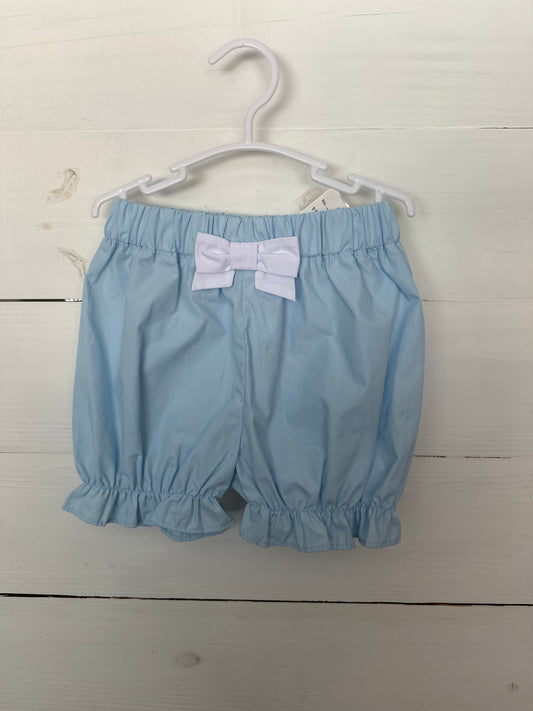 5T - TBBC Baby Blue Shorts with White Bow and Elastic in Leg