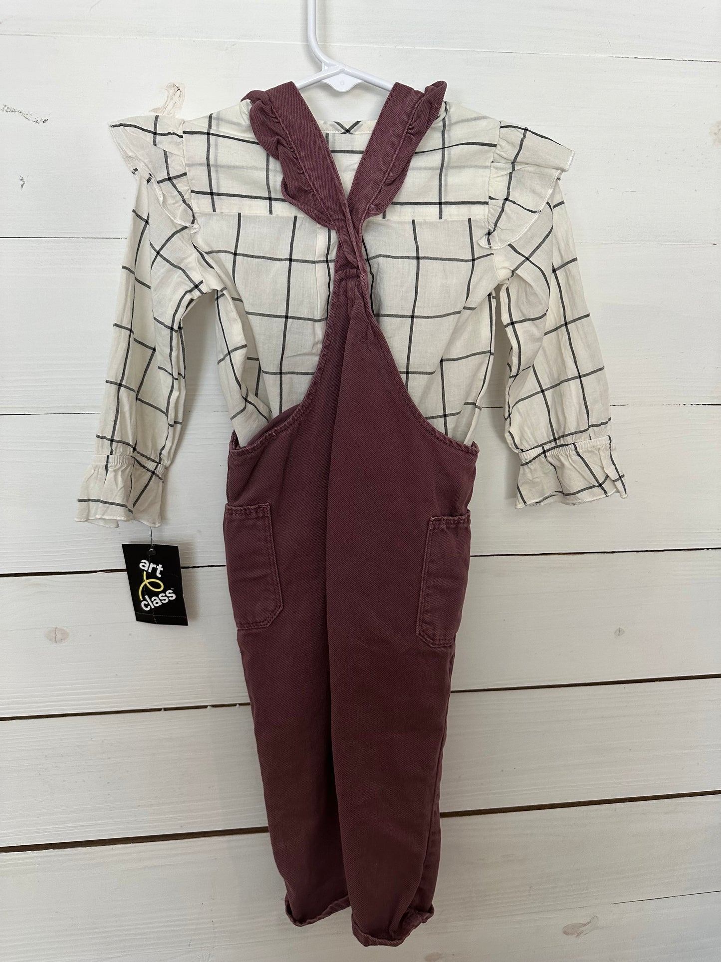 Art Class Purple Mauve Jean Overalls and matching blouse