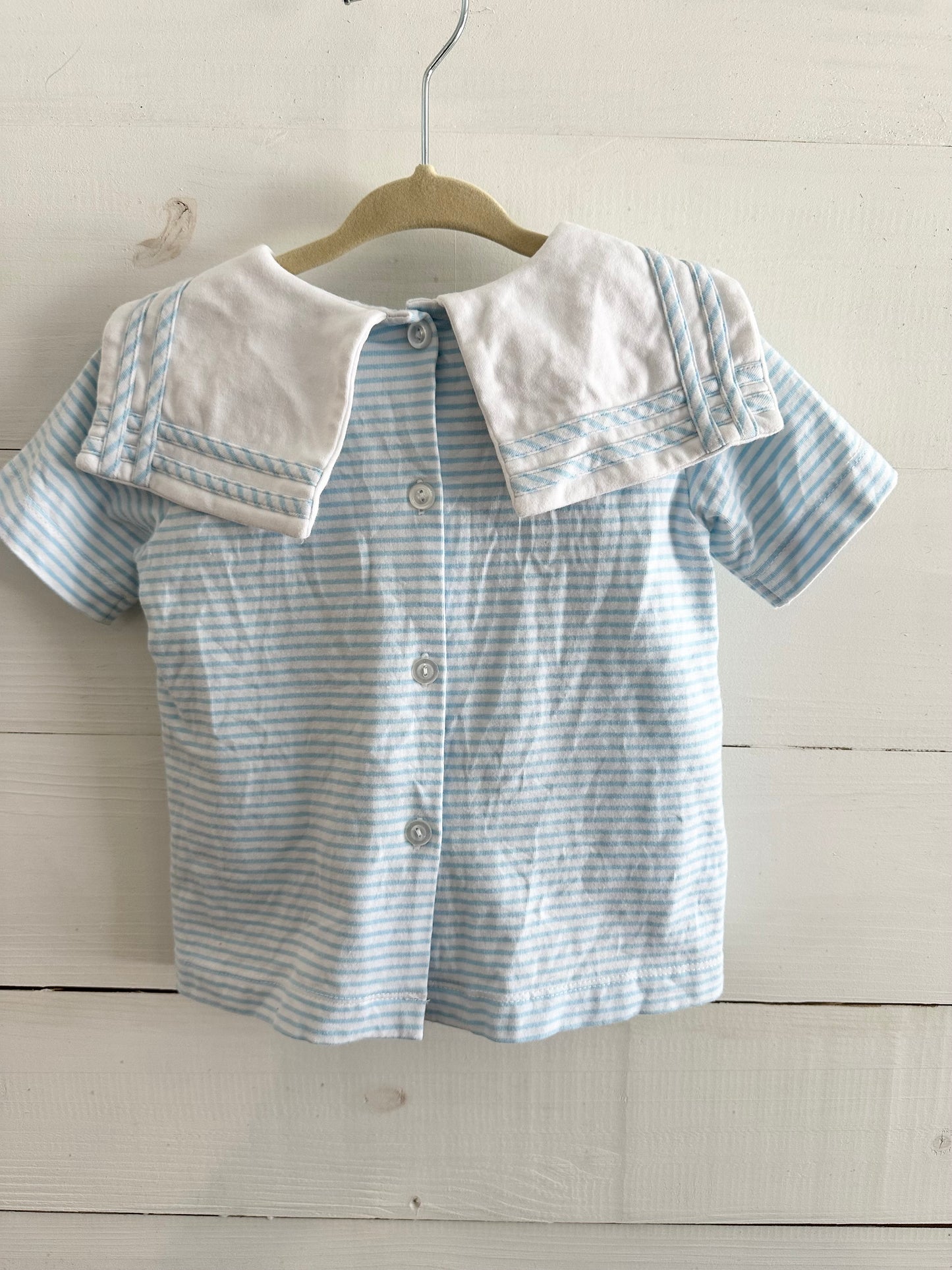 Shrimp & Grits Blue Sailor Collar Shirt/Short Set