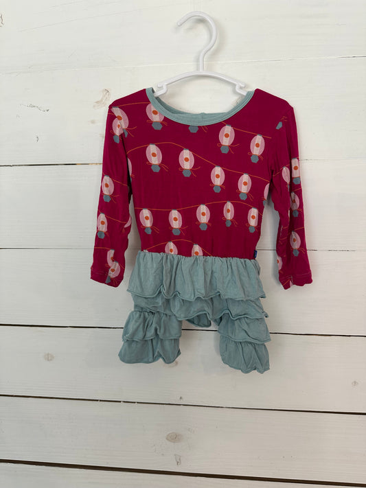 12-18M - Kickee Pants Magenta Top & Sage Pants