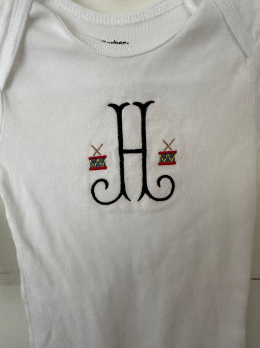 Personalized H Christmas Drums Onesie