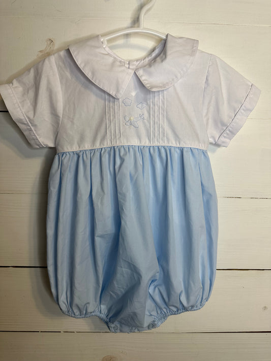 24M - Feltman Brothers Blue and White Bubble with Embroidered Airplane
