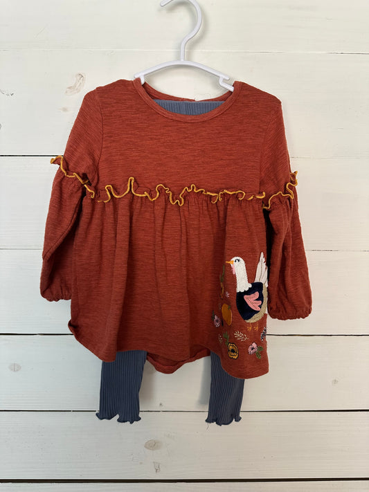 24M/2T - Mud Pie Turkey Girls 2 Piece Outfit