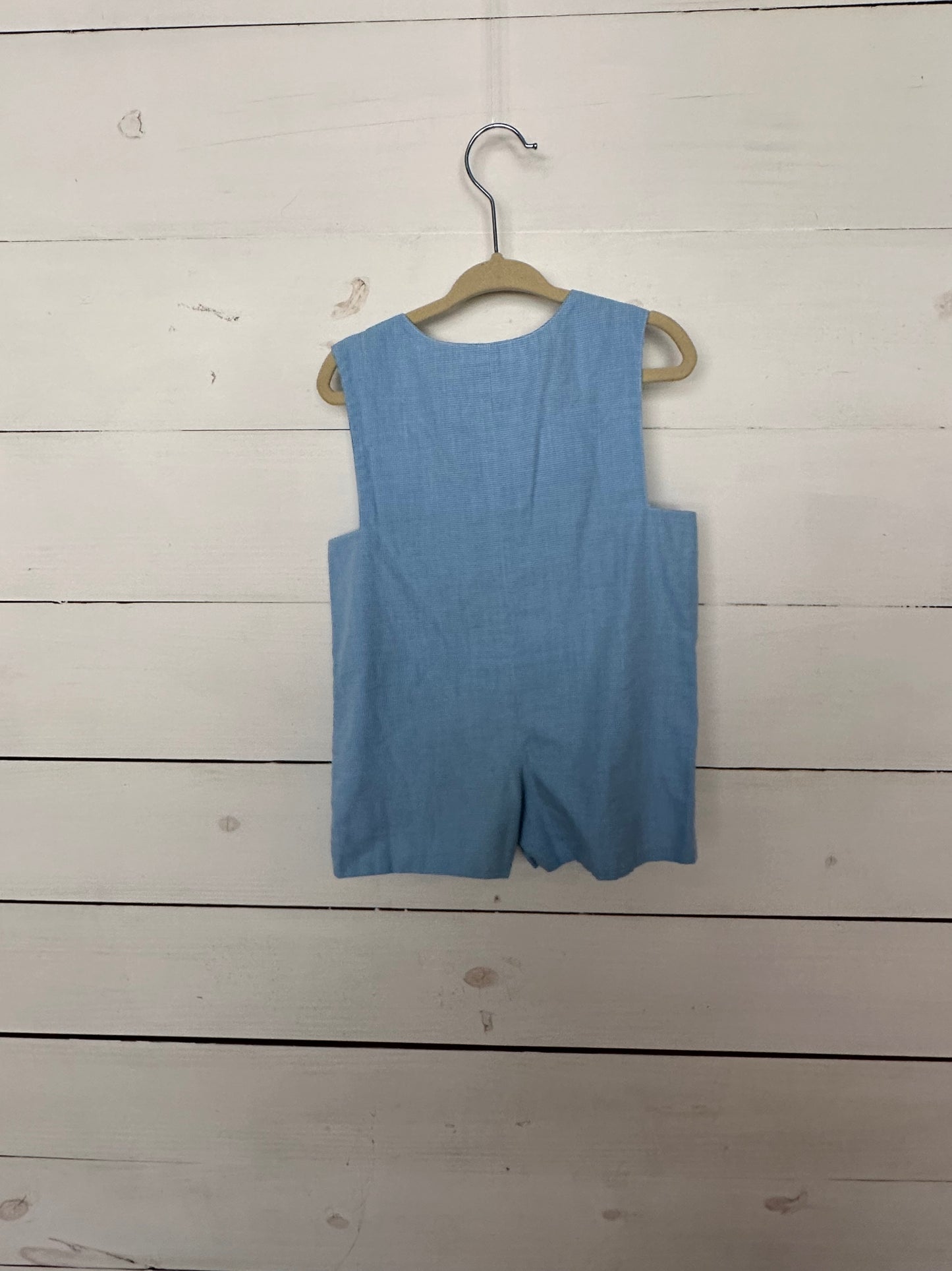 Amanda Remembered - Handmade Children's Clothing - Blue Gingham Jon Jons with Smocked Fish