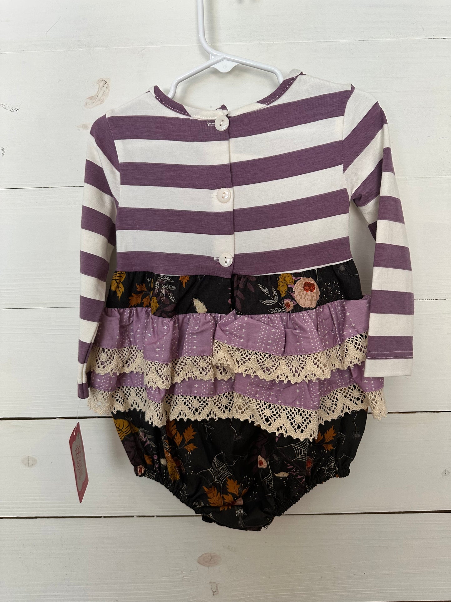 Ricrac & Ruffles Fall Long Sleeve Onesie with Built in Ruffles on side
