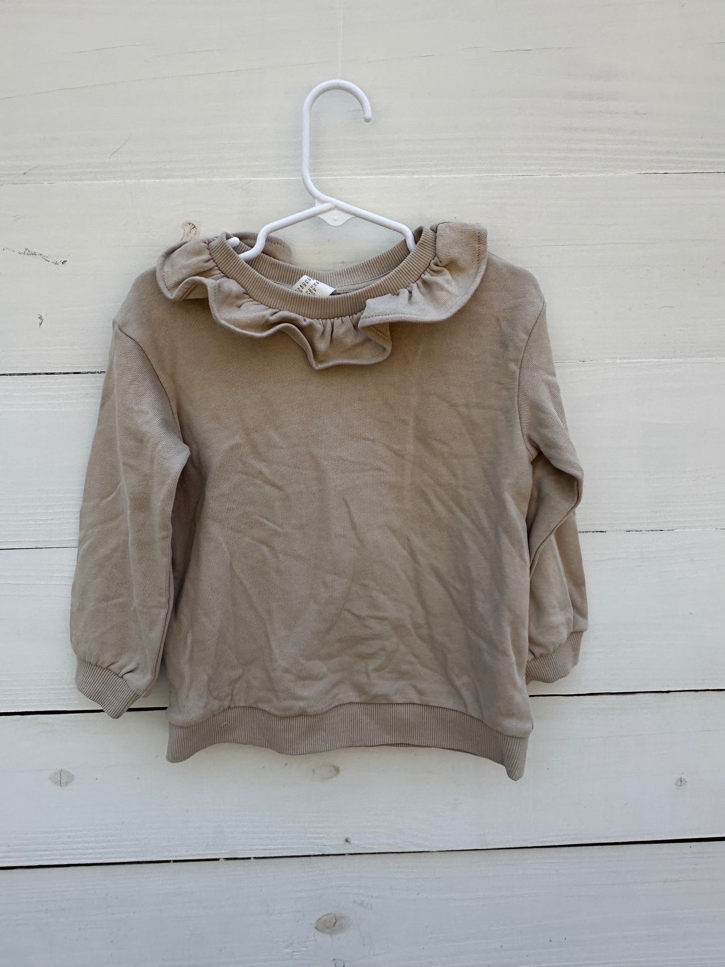 3T - Taupe Ruffle Crew Neck Sweat Shirt NWT H&M