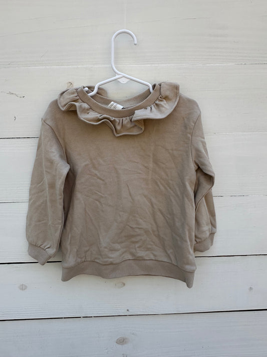 3T - Taupe Ruffle Crew Neck Sweat Shirt NWT H&M