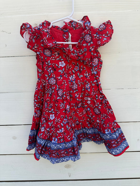 2T - Floral Red and Blue Janie and Jack Dress