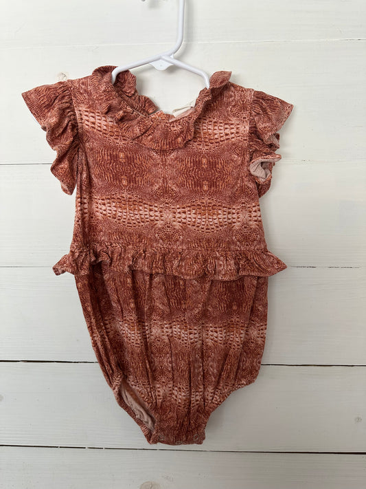 Kate Quinn Bamboo Onesie with Rust Gator Skin Print