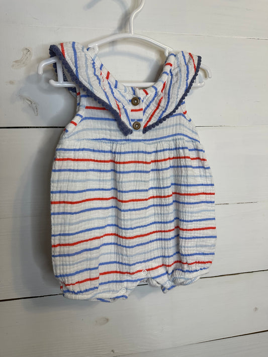 3-6M - Emily and Oliver Striped Bubble with Matching Bow