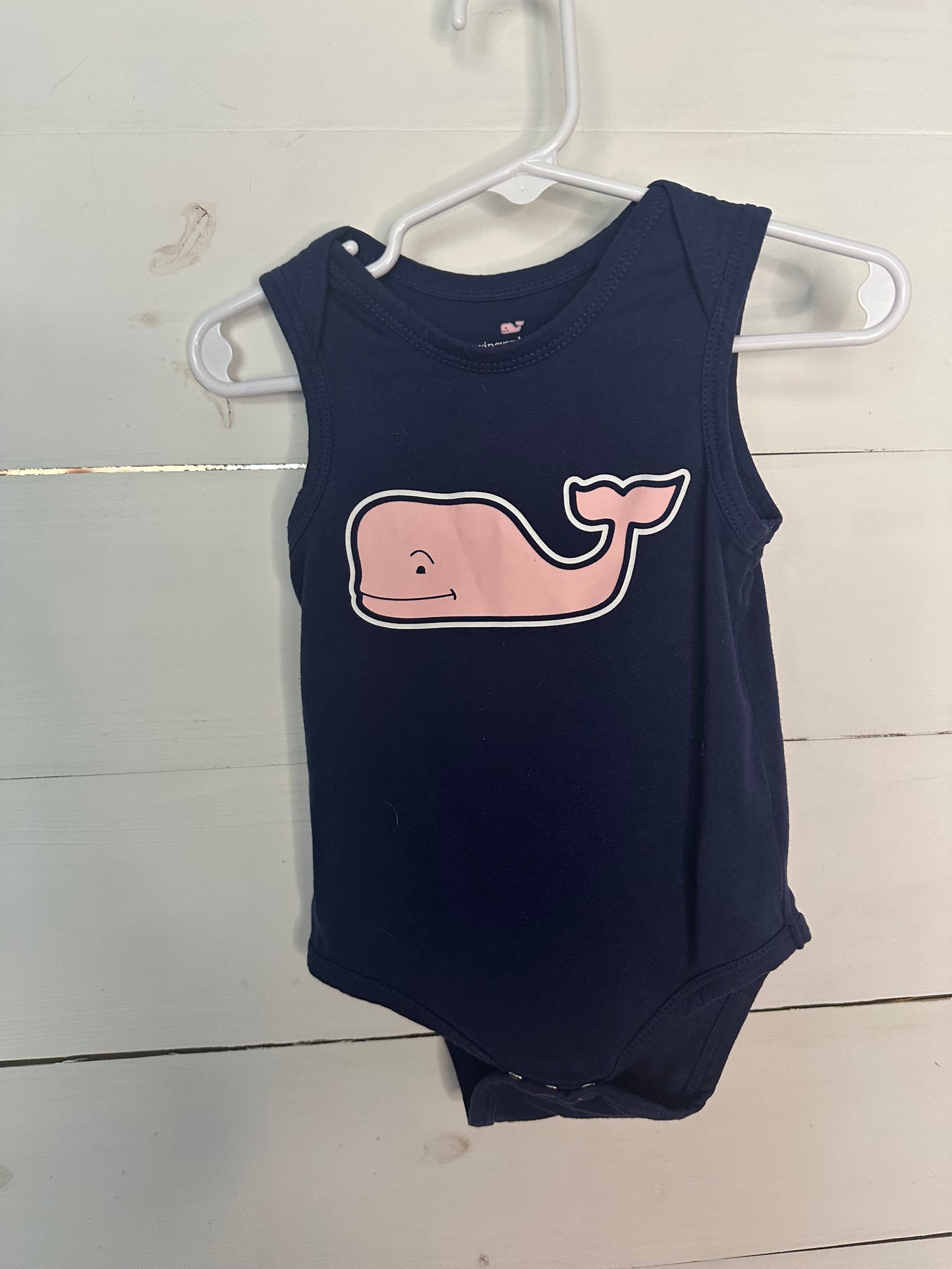6-9M - Vineyard Vines Sleeveless Onesie with Pink Whale