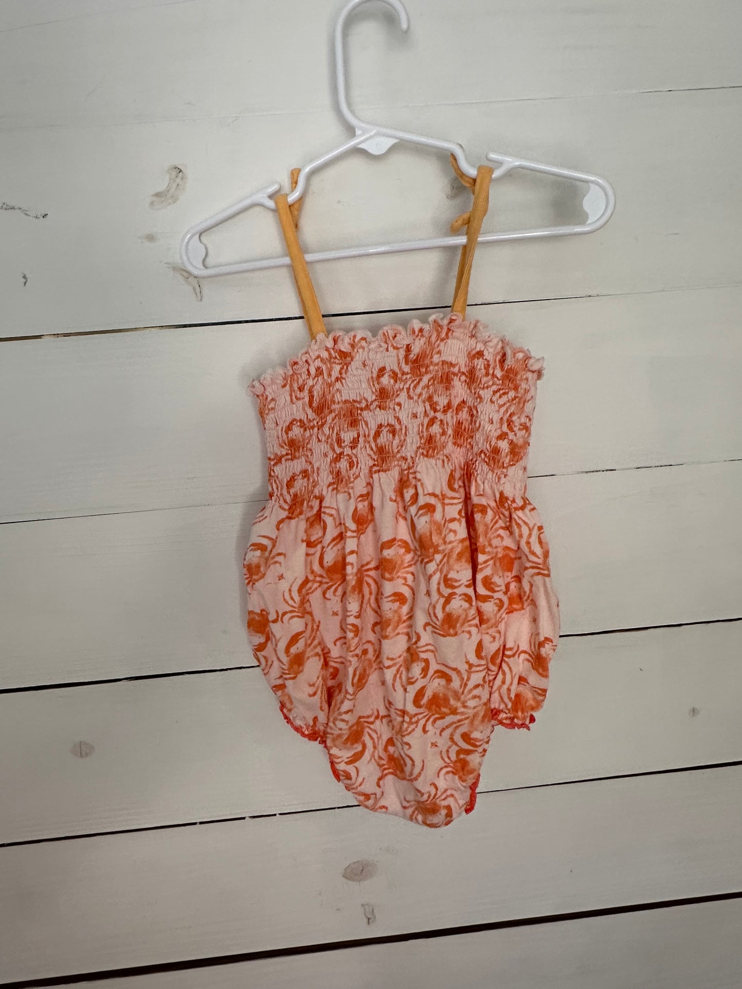 18M - Burts Bees Pink and Orange Smocked Crab Bubble