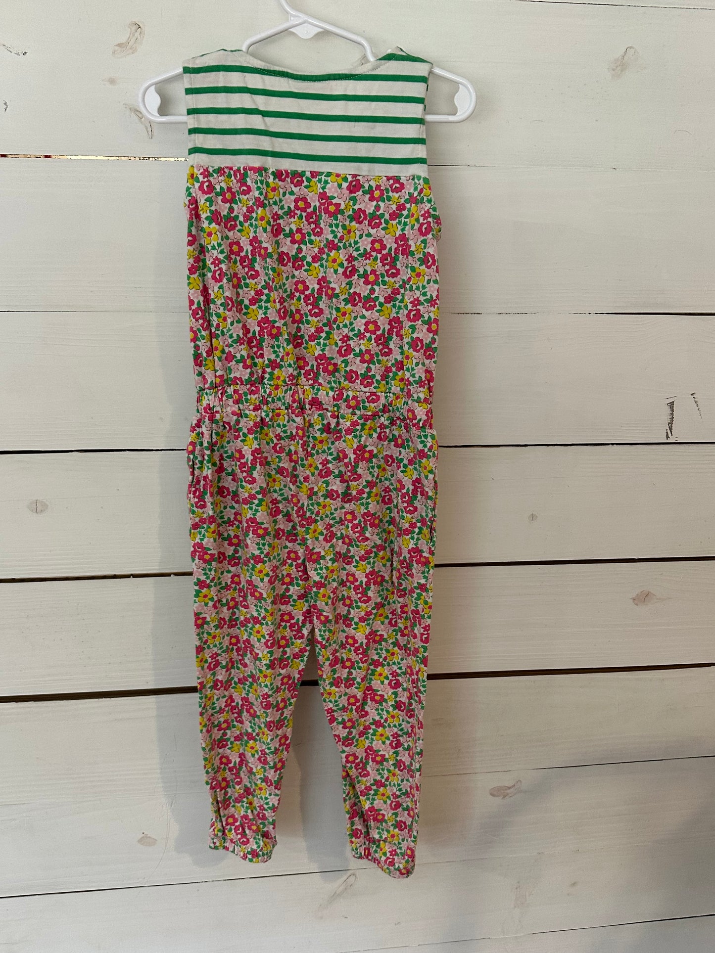 3-4T Mini Boden - Pink Floral and Green Striped Jumper