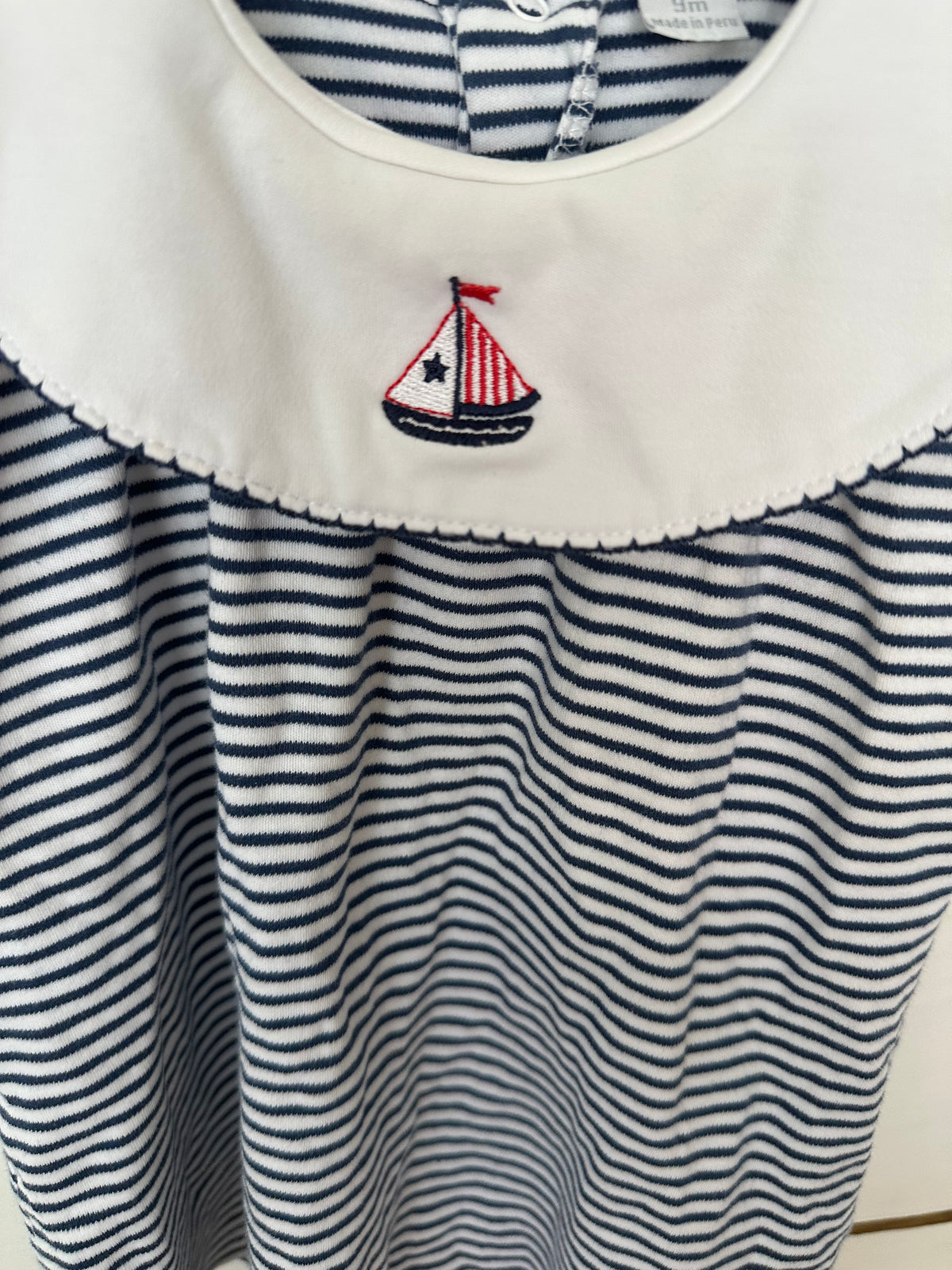 9M - Kissy Kissy Navy Blue Striped Diaper Set