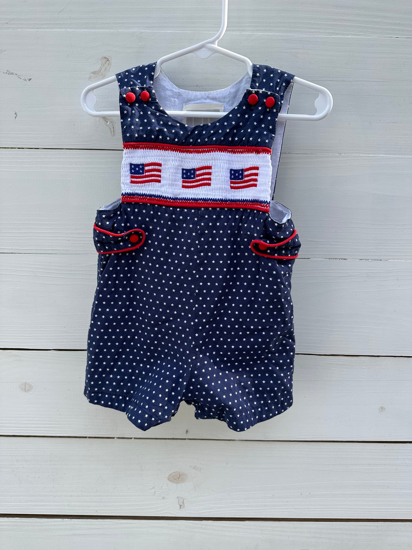 6/12M - Lil Cactus - Patriotic Jon Jon - Machine Smocked
