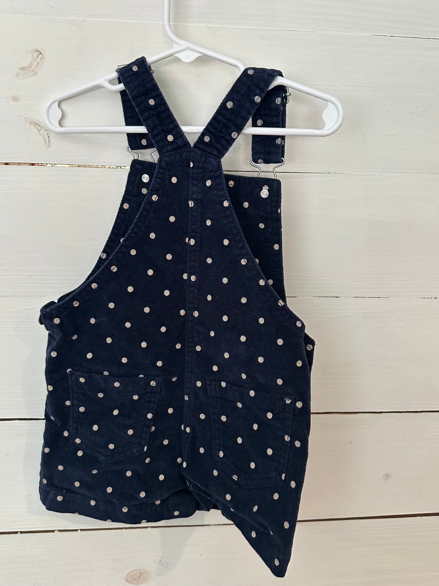 2-3 T Jasper Conran - Navy Blue and Polka-A-Dot Corduroy Short Overalls