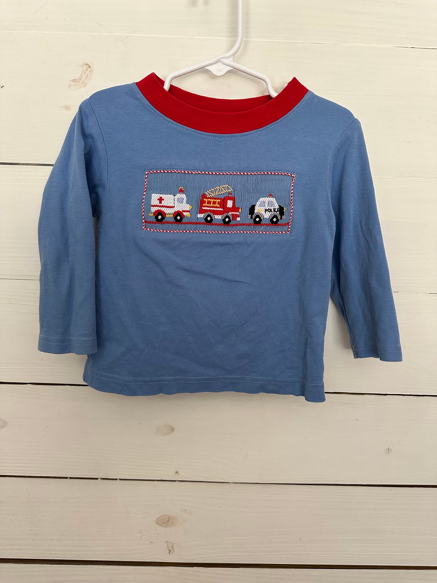 2T - Velani Classics Smocked Emergency Vehicles Shirt