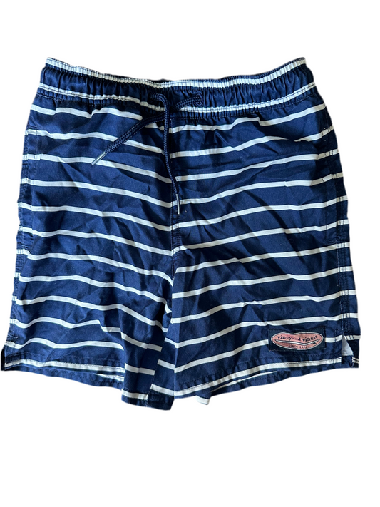 5- Vineyard Vines Navy & White Striped Swim Trunks