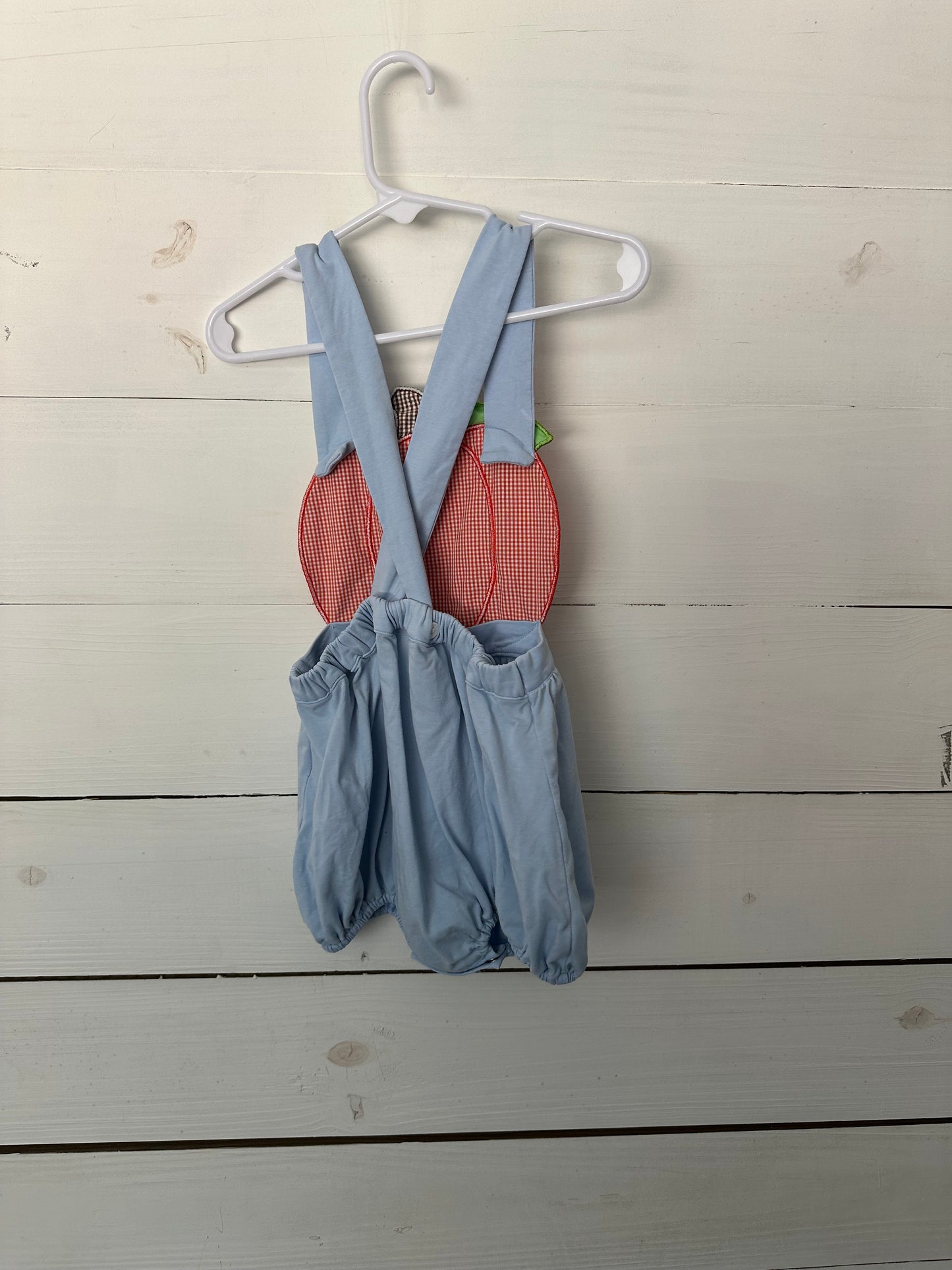 Smocking Dog Boutique: Blue suit with orange pumpkin