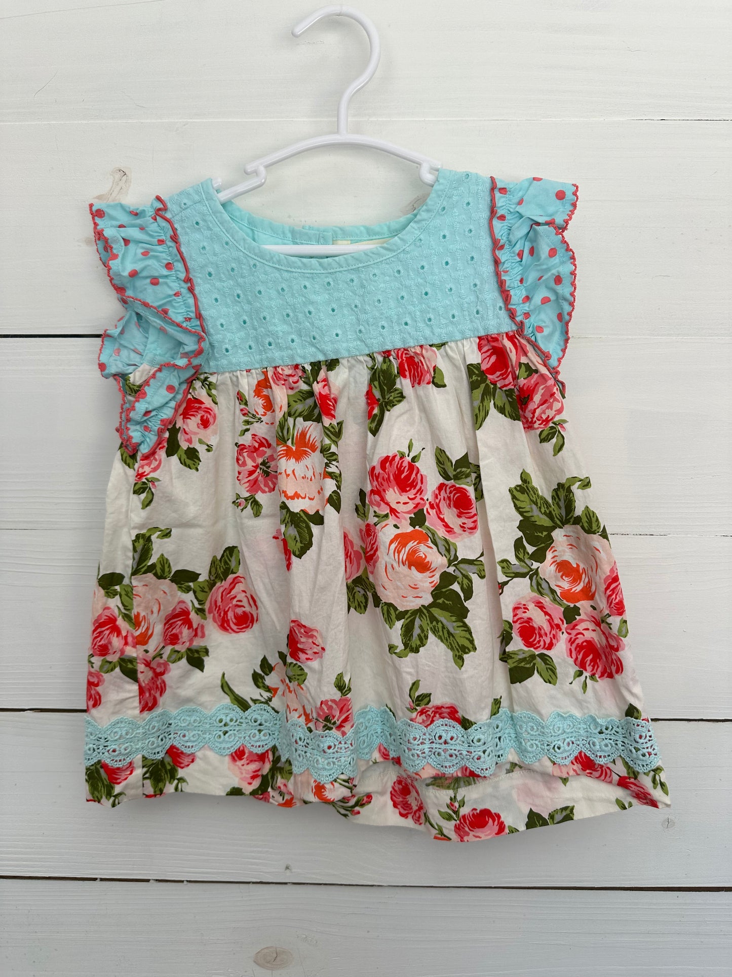 4T - Matilda Jane Ice Blue and Pink Flower Top