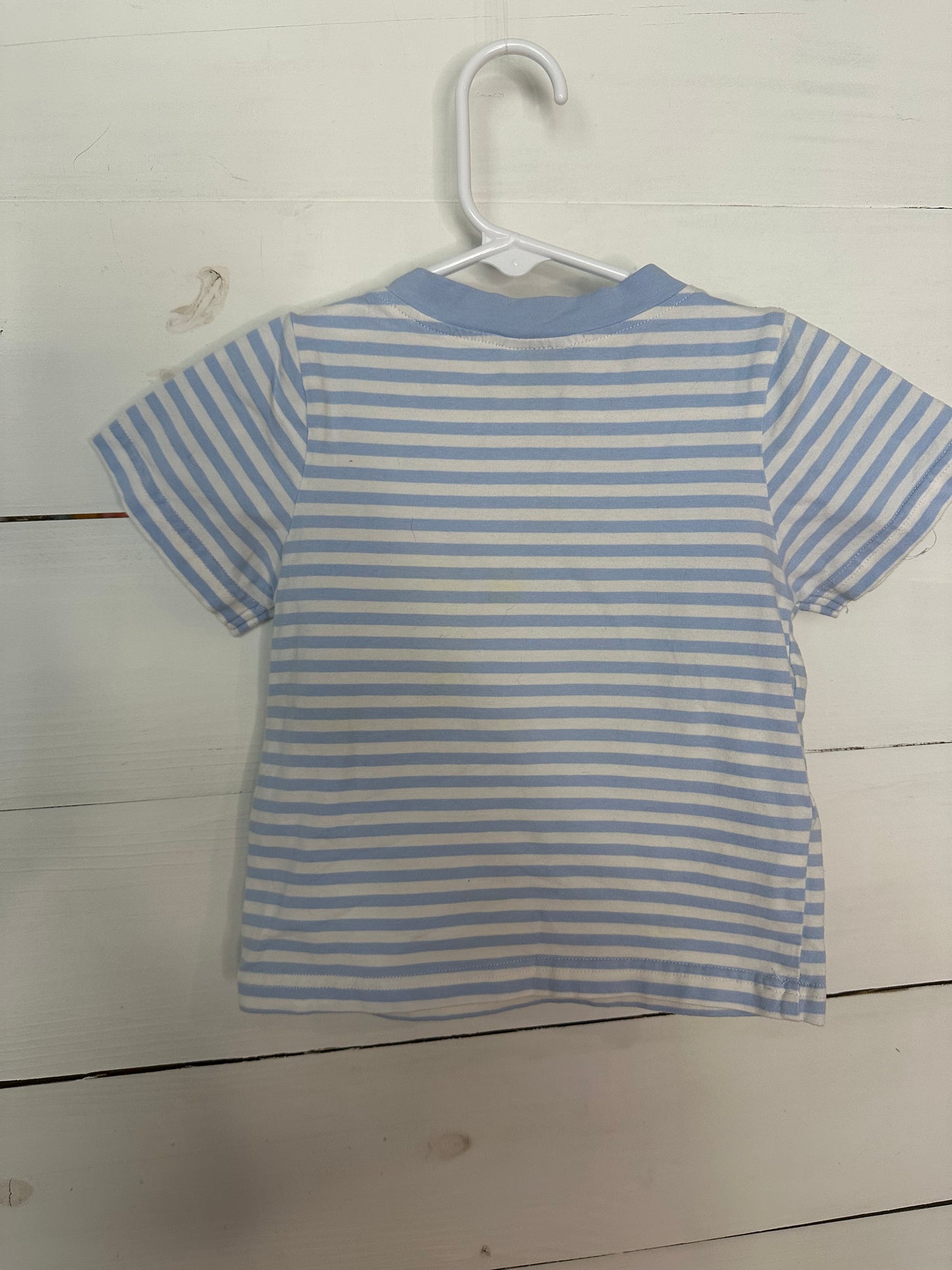 24M - Sugar Dumplin Kids - Blue & White Striped Tshirt with Appliqued Police Car