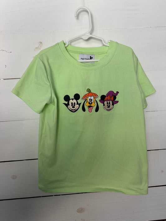 5T -  MK Clothing Designs Lime Green Embroidered Mickey Mouse Halloween Shirt