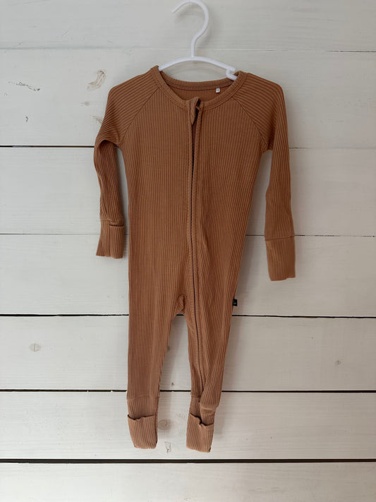3-6M - The Sleepy Sloth Soft Ripped Light Rust Colored Jammies