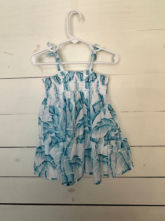 12/18M - Janie & Jack Blue Palm Dress with bloomers and matching head band- NWT