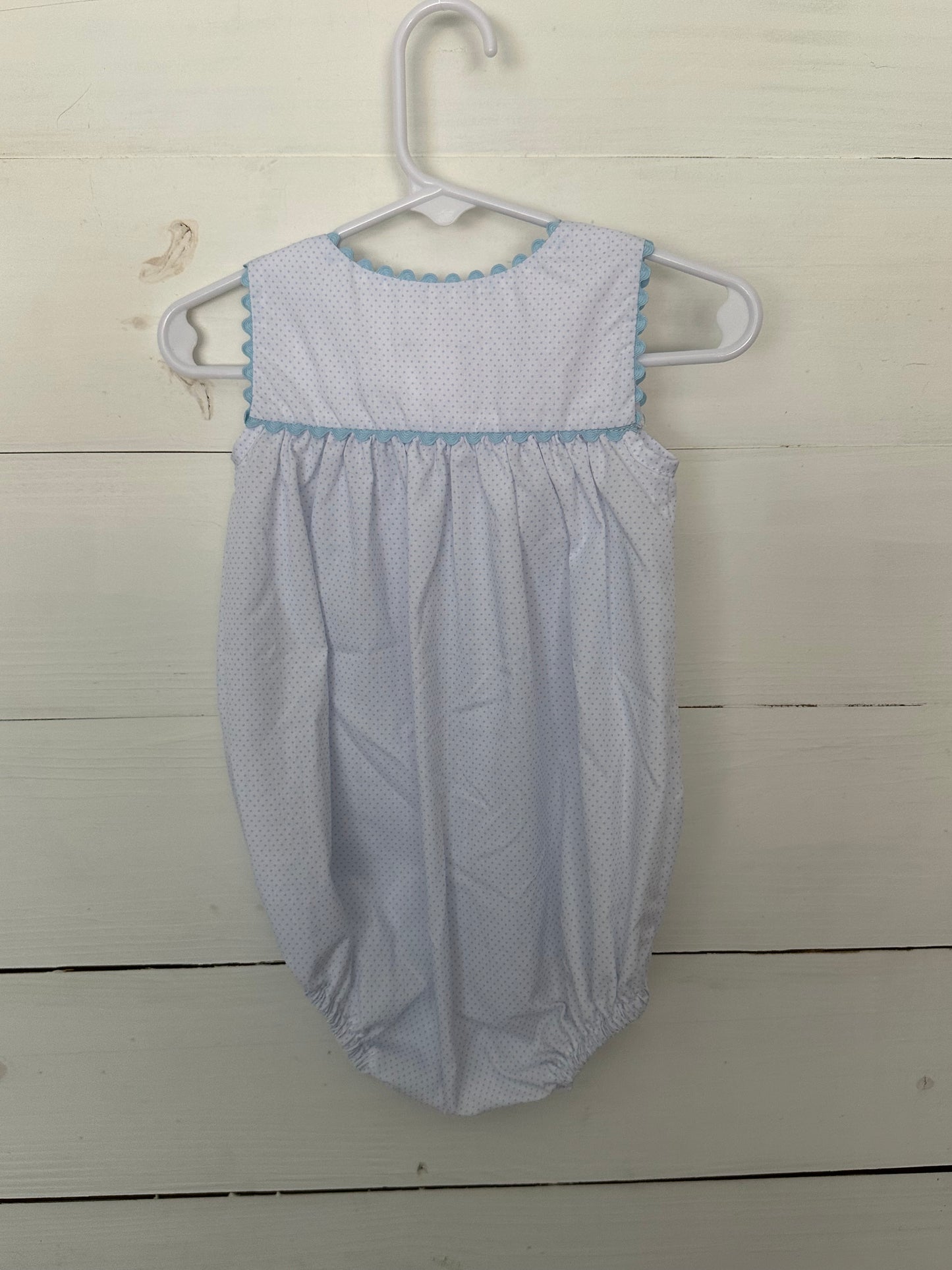 Lullaby Set: Bubble with blue dots with Henry embroidered on chest