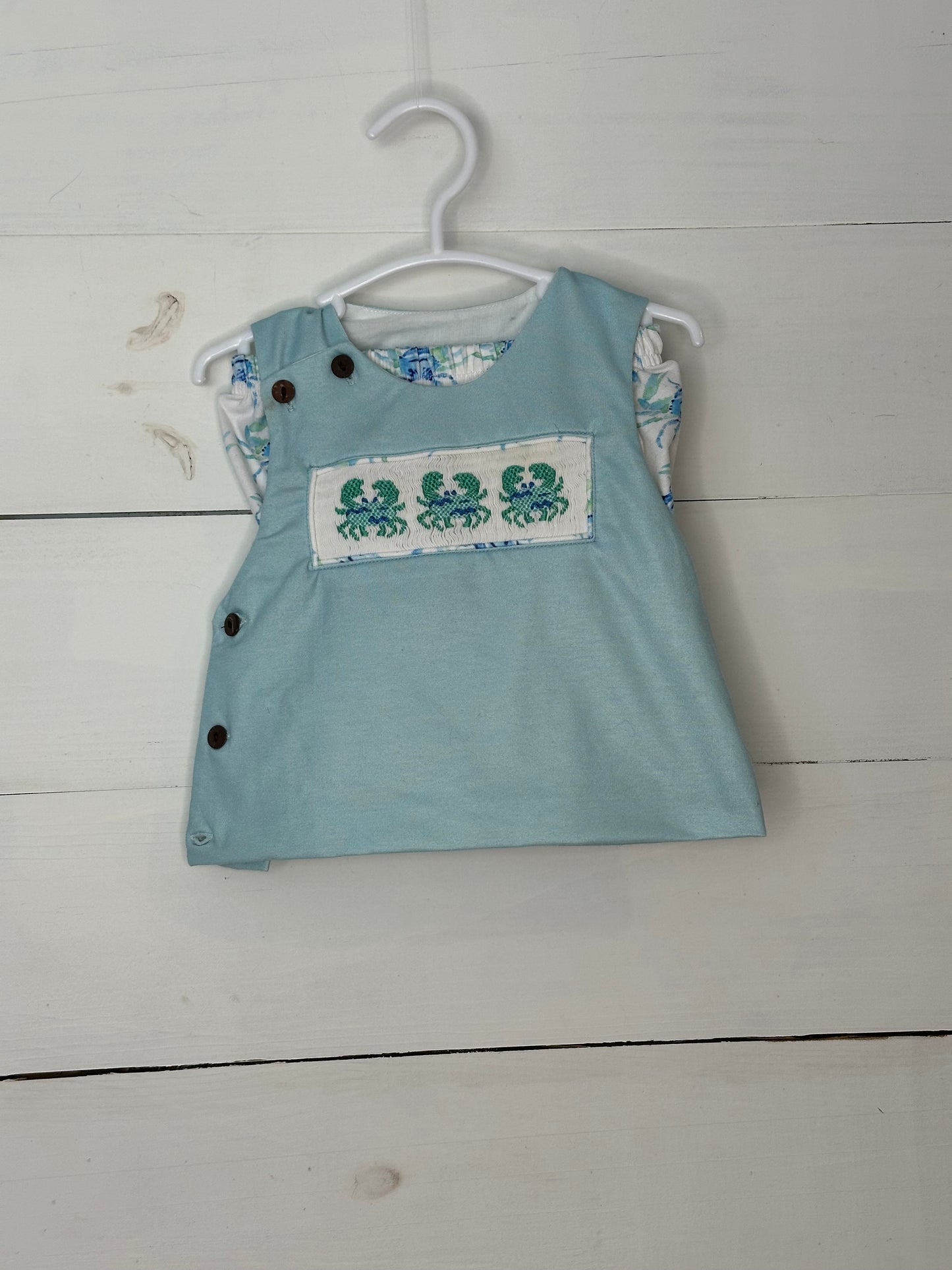 3M - Saving Grace Smocks Smocked Crab Diaper Set