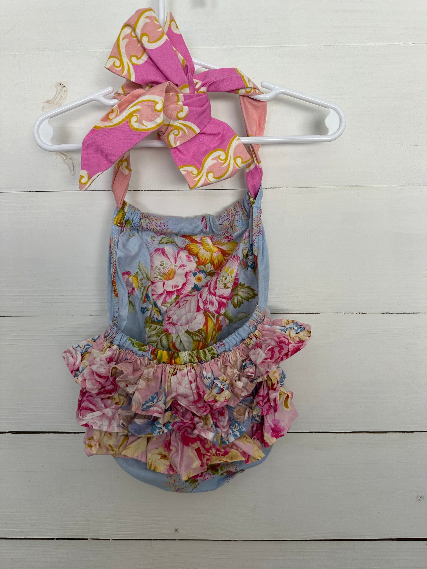 Hickity Pickity Blue Floral Bubble with Ruffle Butt