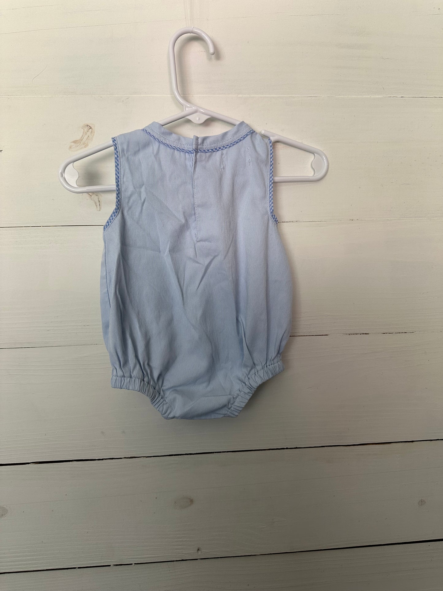 Mud Pie Blue and White Pin Striped Bubble with Button Details