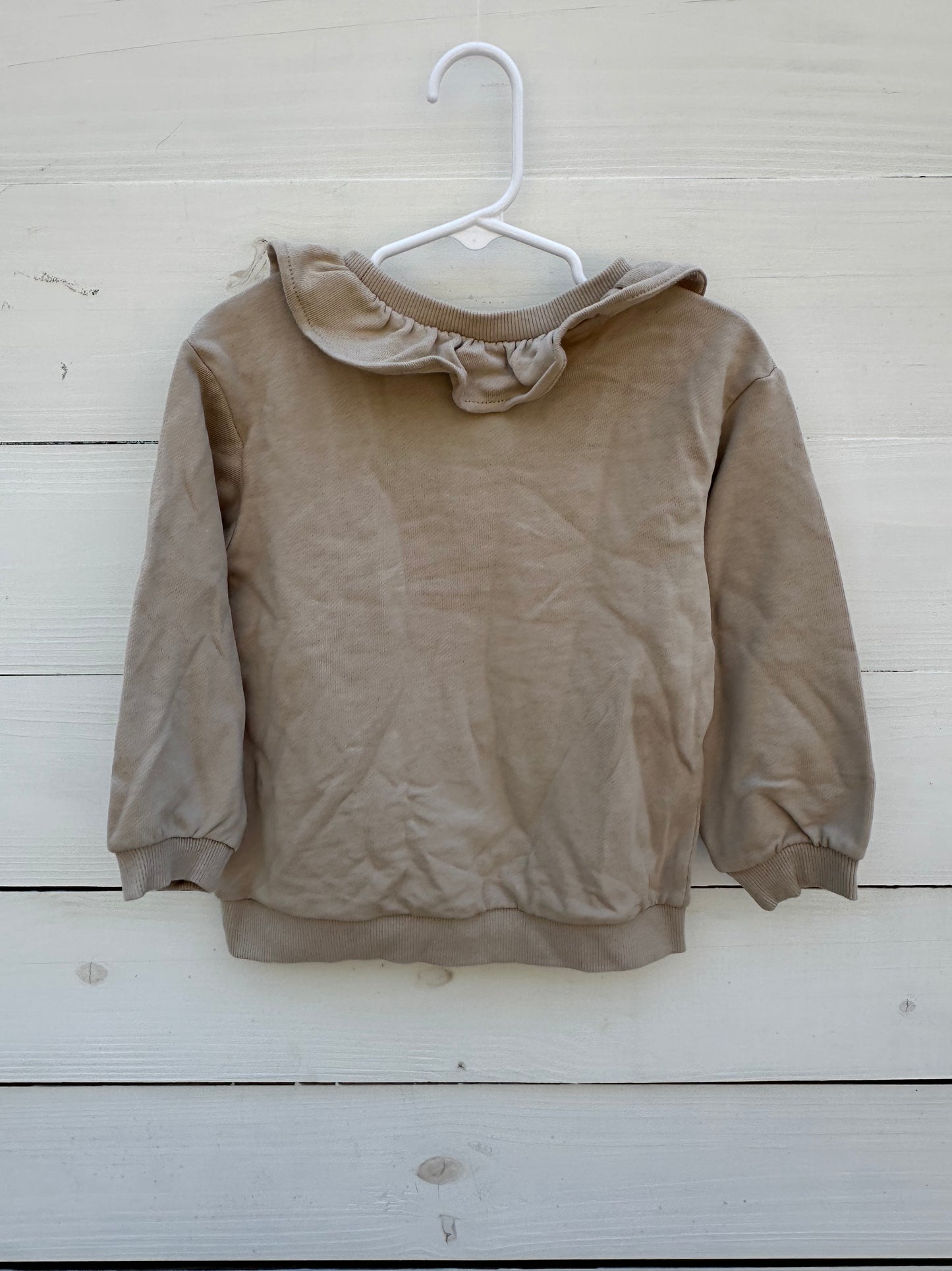 3T - Taupe Ruffle Crew Neck Sweat Shirt NWT H&M