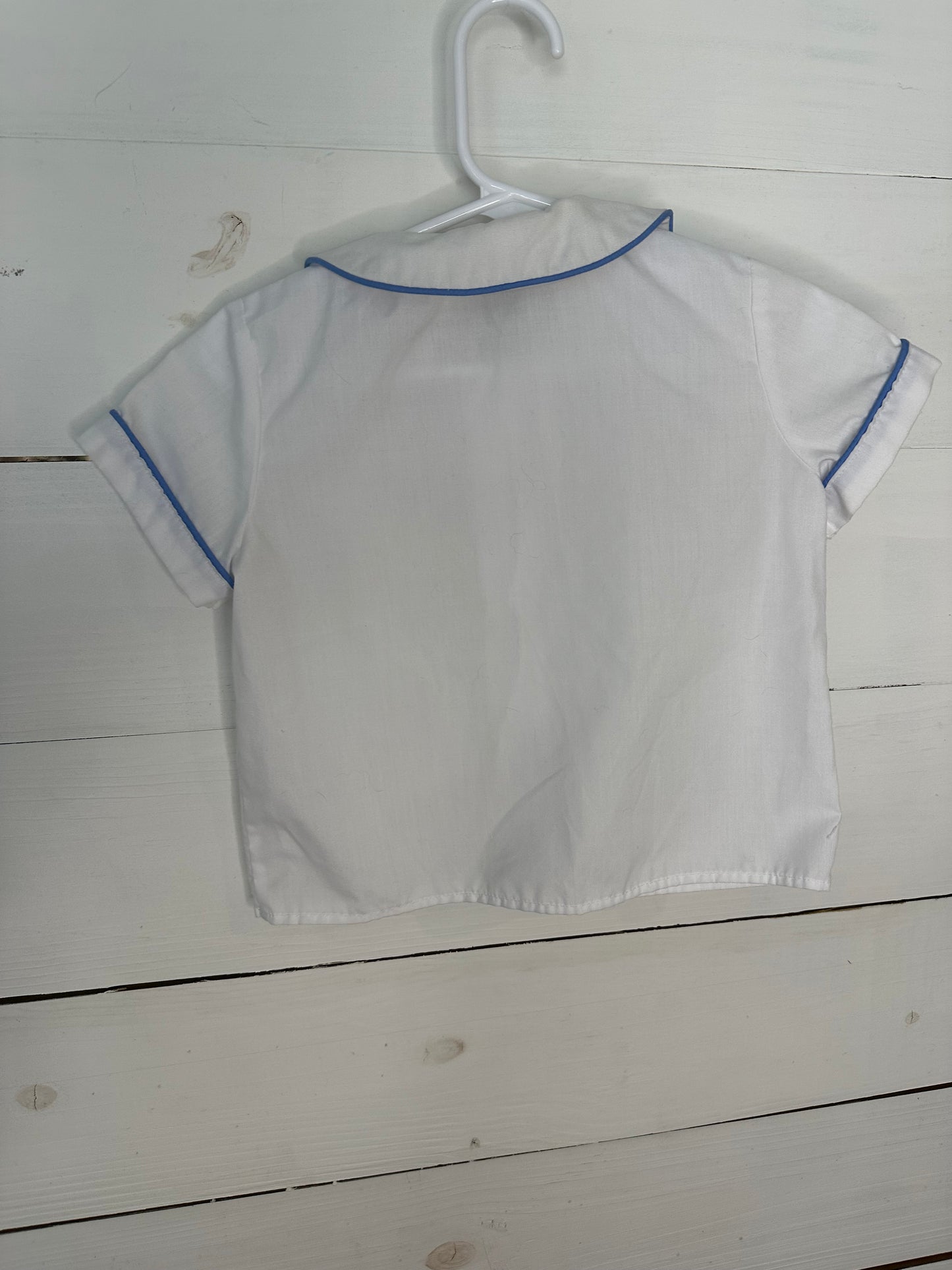 24M - Austin & Ashley White Peter Pan Shirt with Blue Piping
