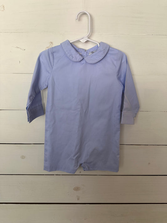 Smockingbird Baby Blue Peter Pan Collard Longsleeve Romper